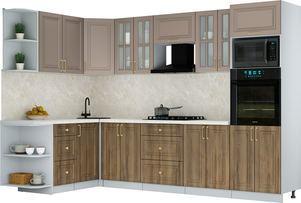 Изображение товара Кухонный гарнитур Интерлиния Мила Шато 1.68x3.0 ВТ LV (луна/дуб вотан/опал светлый)