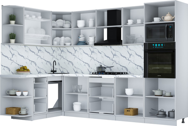 Изображение товара Кухонный гарнитур Интерлиния Мила Шато 1.68x3.0 ВТ LV (океан/керамика/опал светлый)