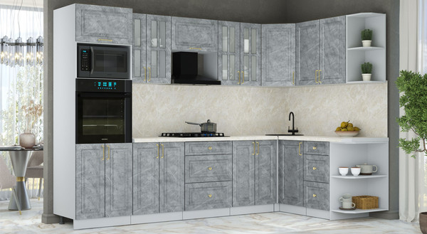 Изображение товара Кухонный гарнитур Интерлиния Мила Шато 1.68x3.0 ВТ PR (керамика/керамика/опал светлый)