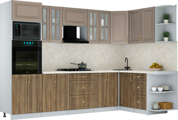 Изображение товара Кухонный гарнитур Интерлиния Мила Шато 1.68x3.0 ВТ PR (луна/дуб вотан/опал светлый)