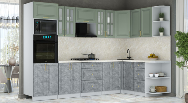 Изображение товара Кухонный гарнитур Интерлиния Мила Шато 1.68x3.0 ВТ PR (мята/керамика/опал светлый)