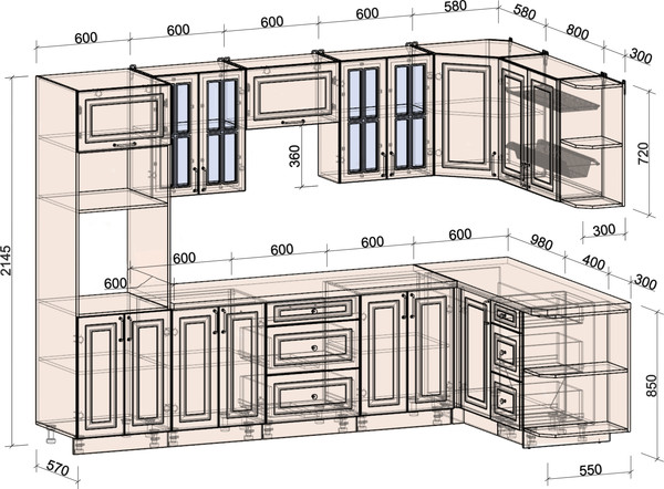 Изображение товара Кухонный гарнитур Интерлиния Мила Шато 1.68x3.0 ВТ PR (мята/керамика/опал светлый)