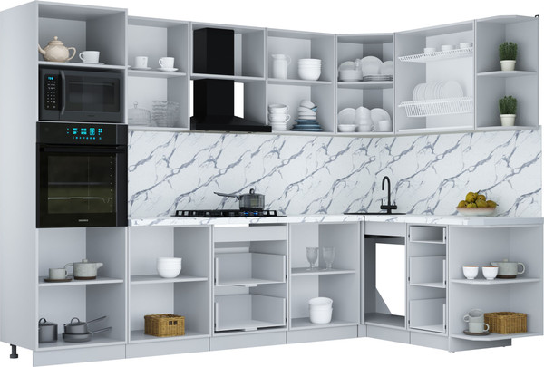 Изображение товара Кухонный гарнитур Интерлиния Мила Шато 1.68x3.0 ВТ PR (океан/керамика/опал светлый)