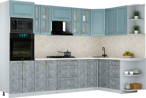 Изображение товара Кухонный гарнитур Интерлиния Мила Шато 1.68x3.0 ВТ PR (океан/керамика/опал светлый)