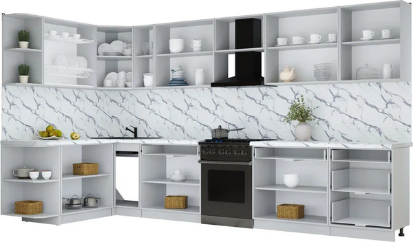 Изображение товара Кухонный гарнитур Интерлиния Мила Шато 1.7x3.7 LV (океан/керамика/опал светлый)