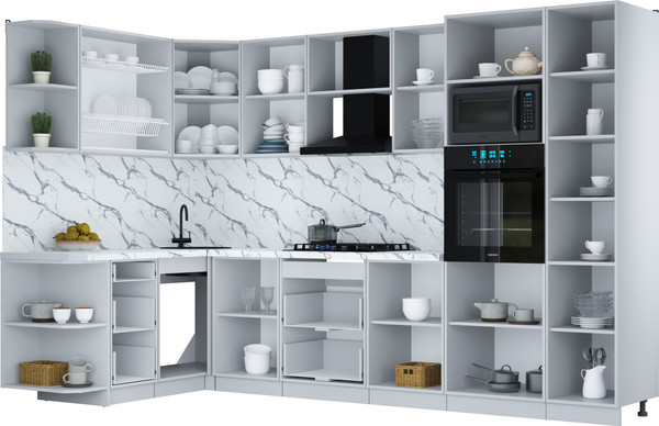 Изображение товара Кухонный гарнитур Интерлиния Мила Шато 1.68x3.2 ВТ LV (дуб вотан/луна/опал светлый)