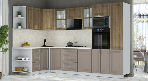 Изображение товара Кухонный гарнитур Интерлиния Мила Шато 1.68x3.2 ВТ LV (дуб вотан/луна/опал светлый)