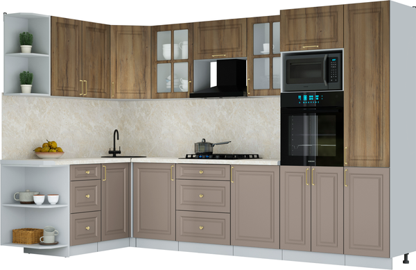 Изображение товара Кухонный гарнитур Интерлиния Мила Шато 1.68x3.2 ВТ LV (дуб вотан/луна/опал светлый)