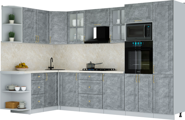 Изображение товара Кухонный гарнитур Интерлиния Мила Шато 1.68x3.2 ВТ LV (керамика/керамика/опал светлый)