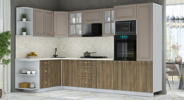 Изображение товара Кухонный гарнитур Интерлиния Мила Шато 1.68x3.2 ВТ LV (луна/дуб вотан/опал светлый)