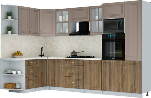 Изображение товара Кухонный гарнитур Интерлиния Мила Шато 1.68x3.2 ВТ LV (луна/дуб вотан/опал светлый)