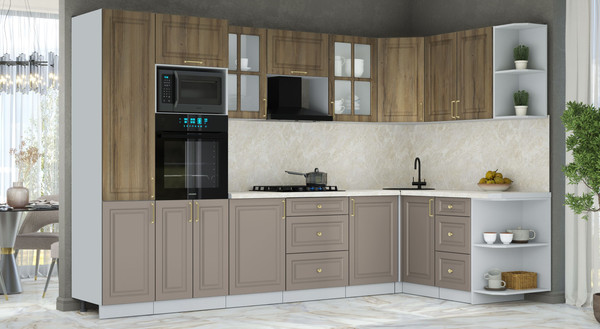 Изображение товара Кухонный гарнитур Интерлиния Мила Шато 1.68x3.2 ВТ PR (дуб вотан/луна/опал светлый)