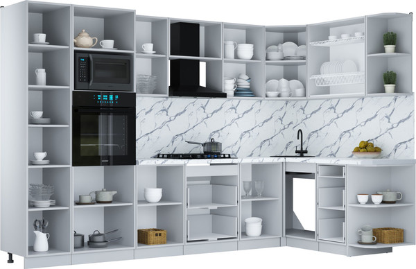 Изображение товара Кухонный гарнитур Интерлиния Мила Шато 1.68x3.2 ВТ PR (индиго/черный/белый гранит)