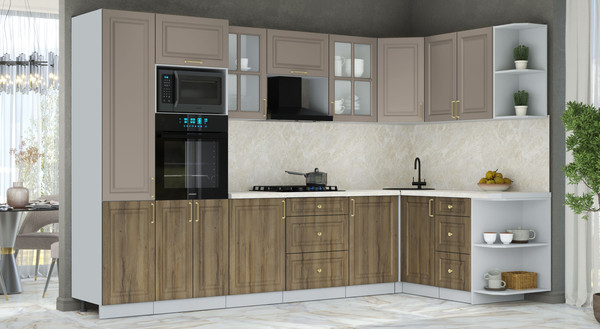 Изображение товара Кухонный гарнитур Интерлиния Мила Шато 1.68x3.2 ВТ PR (луна/дуб вотан/опал светлый)