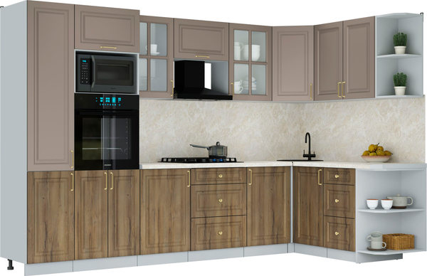 Изображение товара Кухонный гарнитур Интерлиния Мила Шато 1.68x3.2 ВТ PR (луна/дуб вотан/опал светлый)