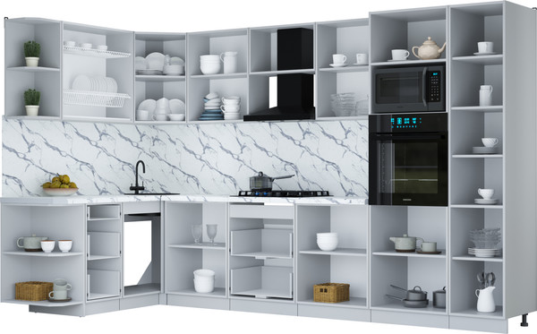 Изображение товара Кухонный гарнитур Интерлиния Мила Шато 1.68x3.4 ВТ LV (белый/черный/дуб бунратти)