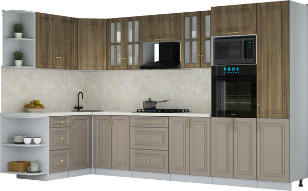 Изображение товара Кухонный гарнитур Интерлиния Мила Шато 1.68x3.4 ВТ LV (дуб вотан/луна/опал светлый)