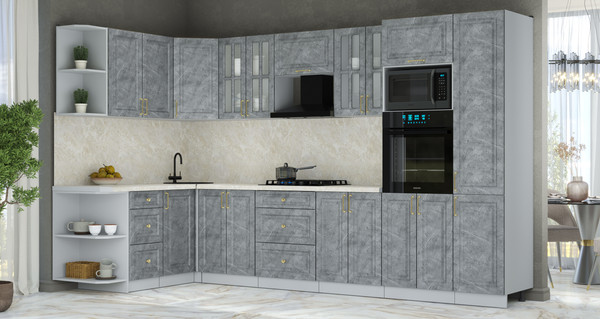 Изображение товара Кухонный гарнитур Интерлиния Мила Шато 1.68x3.4 ВТ LV (керамика/керамика/опал светлый)