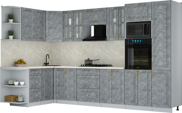 Изображение товара Кухонный гарнитур Интерлиния Мила Шато 1.68x3.4 ВТ LV (керамика/керамика/опал светлый)