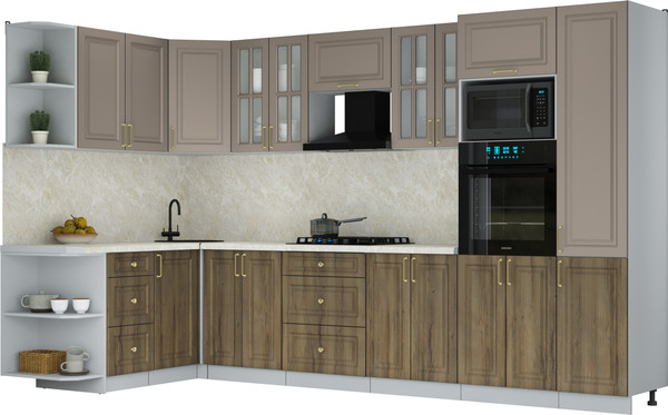 Изображение товара Кухонный гарнитур Интерлиния Мила Шато 1.68x3.4 ВТ LV (луна/дуб вотан/опал светлый)