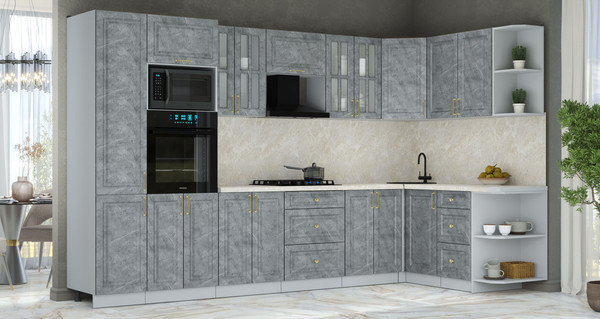 Изображение товара Кухонный гарнитур Интерлиния Мила Шато 1.68x3.4 ВТ PR (керамика/керамика/опал светлый)