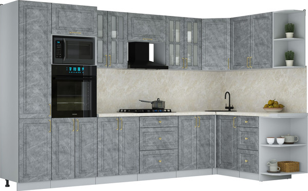 Изображение товара Кухонный гарнитур Интерлиния Мила Шато 1.68x3.4 ВТ PR (керамика/керамика/опал светлый)