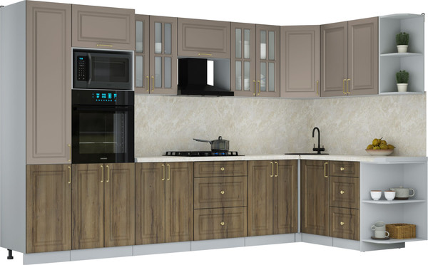 Изображение товара Кухонный гарнитур Интерлиния Мила Шато 1.68x3.4 ВТ PR (луна/дуб вотан/опал светлый)