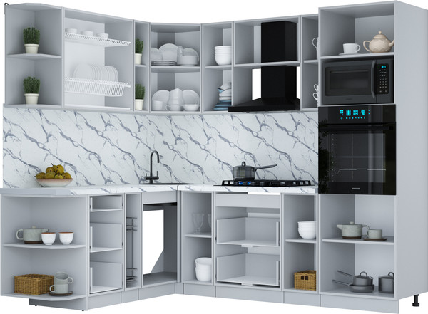 Изображение товара Кухонный гарнитур Интерлиния Мила Шато 1.88x2.4 ВТ LV (белый/черный/дуб бунратти)