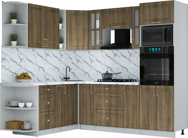 Изображение товара Кухонный гарнитур Интерлиния Мила Шато 1.88x2.4 ВТ LV (дуб вотан/дуб вотан/белый гранит)