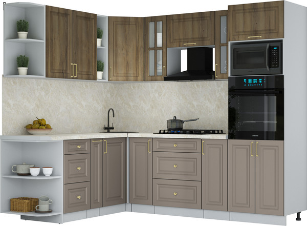 Изображение товара Кухонный гарнитур Интерлиния Мила Шато 1.88x2.4 ВТ LV (дуб вотан/луна/опал светлый)