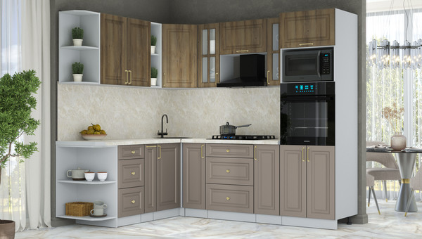 Изображение товара Кухонный гарнитур Интерлиния Мила Шато 1.88x2.4 ВТ LV (дуб вотан/луна/опал светлый)