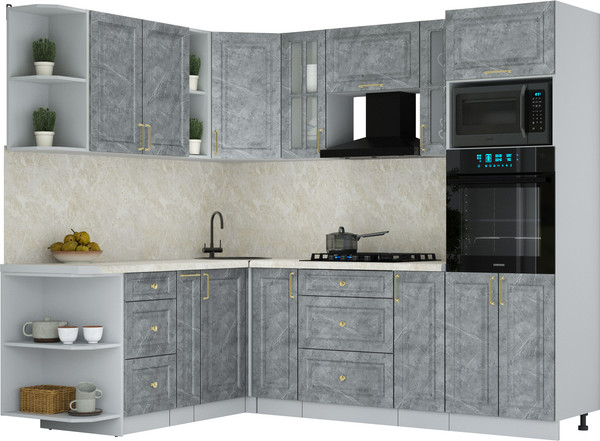 Изображение товара Кухонный гарнитур Интерлиния Мила Шато 1.88x2.4 ВТ LV (керамика/керамика/опал светлый)