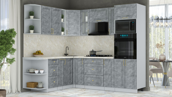 Изображение товара Кухонный гарнитур Интерлиния Мила Шато 1.88x2.4 ВТ LV (керамика/керамика/опал светлый)