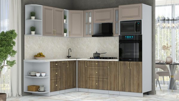 Изображение товара Кухонный гарнитур Интерлиния Мила Шато 1.88x2.4 ВТ LV (луна/дуб вотан/опал светлый)