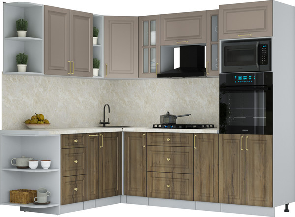 Изображение товара Кухонный гарнитур Интерлиния Мила Шато 1.88x2.4 ВТ LV (луна/дуб вотан/опал светлый)