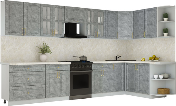 Изображение товара Кухонный гарнитур Интерлиния Мила Шато 1.7x3.6 PR (керамика/керамика/опал светлый)