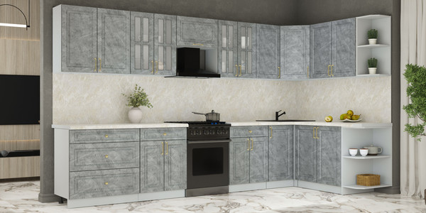 Изображение товара Кухонный гарнитур Интерлиния Мила Шато 1.7x3.6 PR (керамика/керамика/опал светлый)