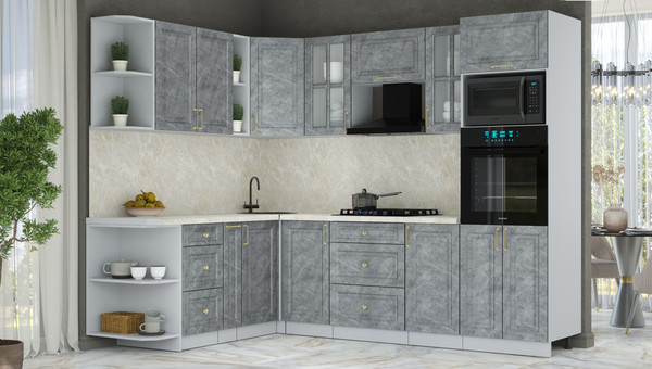 Изображение товара Кухонный гарнитур Интерлиния Мила Шато 1.88x2.6 ВТ LV (керамика/керамика/опал светлый)