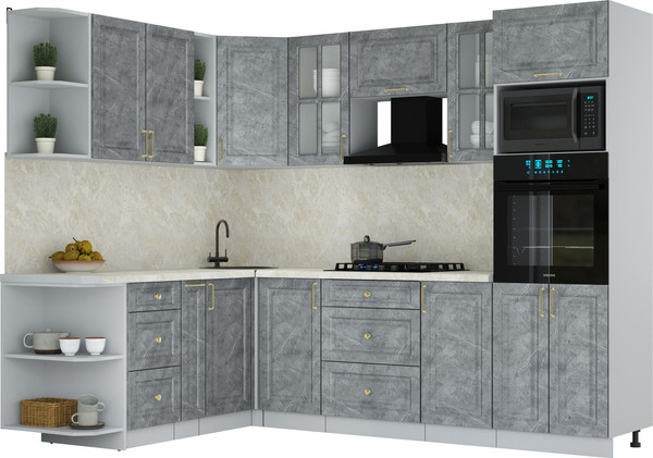 Изображение товара Кухонный гарнитур Интерлиния Мила Шато 1.88x2.6 ВТ LV (керамика/керамика/опал светлый)