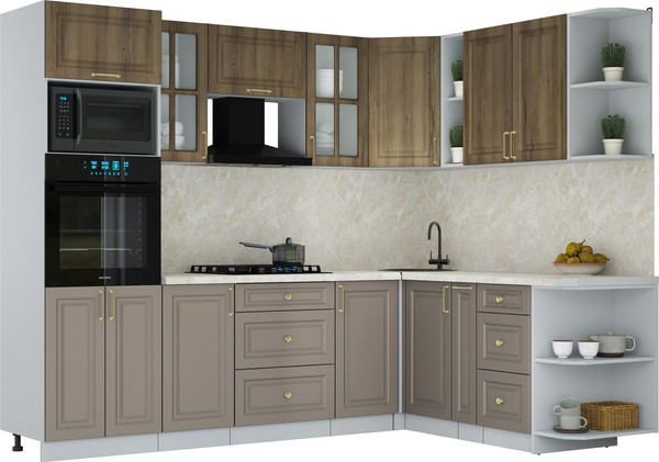 Изображение товара Кухонный гарнитур Интерлиния Мила Шато 1.88x2.6 ВТ PR (дуб вотан/луна/опал светлый)