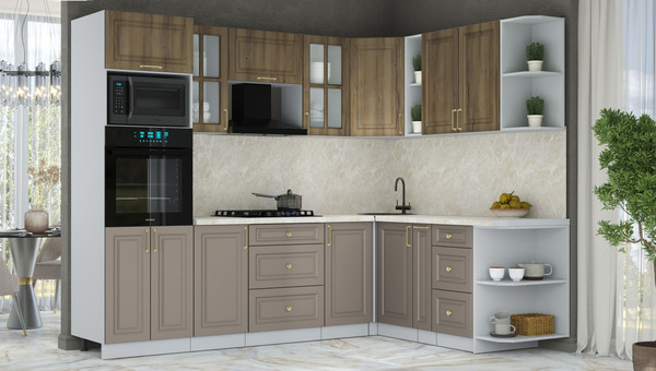 Изображение товара Кухонный гарнитур Интерлиния Мила Шато 1.88x2.6 ВТ PR (дуб вотан/луна/опал светлый)