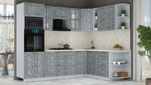 Изображение товара Кухонный гарнитур Интерлиния Мила Шато 1.88x2.6 ВТ PR (керамика/керамика/опал светлый)