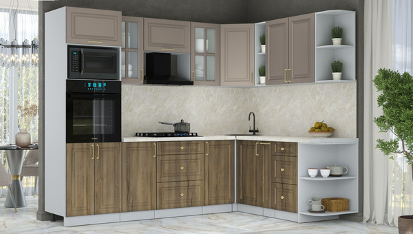 Изображение товара Кухонный гарнитур Интерлиния Мила Шато 1.88x2.6 ВТ PR (луна/дуб вотан/опал светлый)