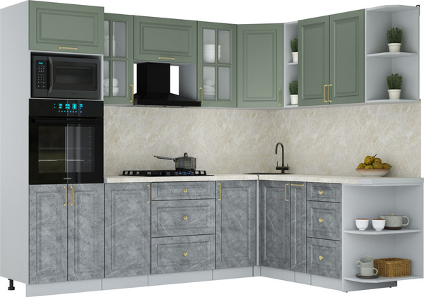 Изображение товара Кухонный гарнитур Интерлиния Мила Шато 1.88x2.6 ВТ PR (мята/керамика/опал светлый)