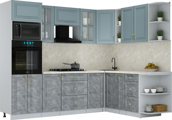 Изображение товара Кухонный гарнитур Интерлиния Мила Шато 1.88x2.6 ВТ PR (океан/керамика/опал светлый)