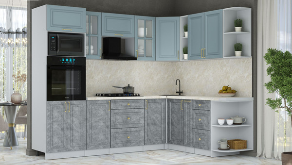 Изображение товара Кухонный гарнитур Интерлиния Мила Шато 1.88x2.6 ВТ PR (океан/керамика/опал светлый)