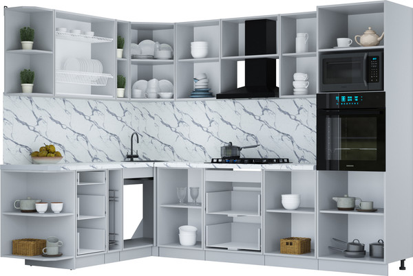 Изображение товара Кухонный гарнитур Интерлиния Мила Шато 1.88x2.8 ВТ LV (белый/керамика/опал светлый)