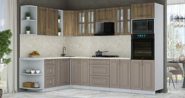 Изображение товара Кухонный гарнитур Интерлиния Мила Шато 1.88x3.0 ВТ LV (дуб вотан/луна/опал светлый)