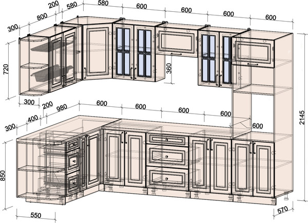 Изображение товара Кухонный гарнитур Интерлиния Мила Шато 1.88x3.0 ВТ LV (мята/керамика/опал светлый)