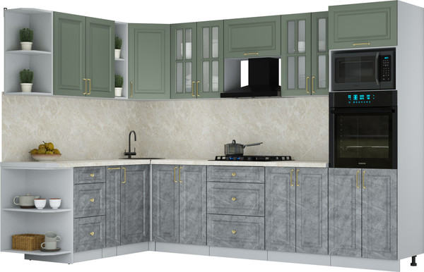 Изображение товара Кухонный гарнитур Интерлиния Мила Шато 1.88x3.0 ВТ LV (мята/керамика/опал светлый)